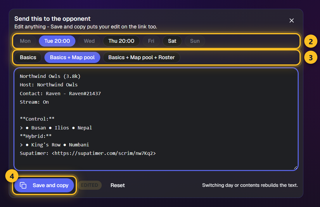 Dela scrim-info