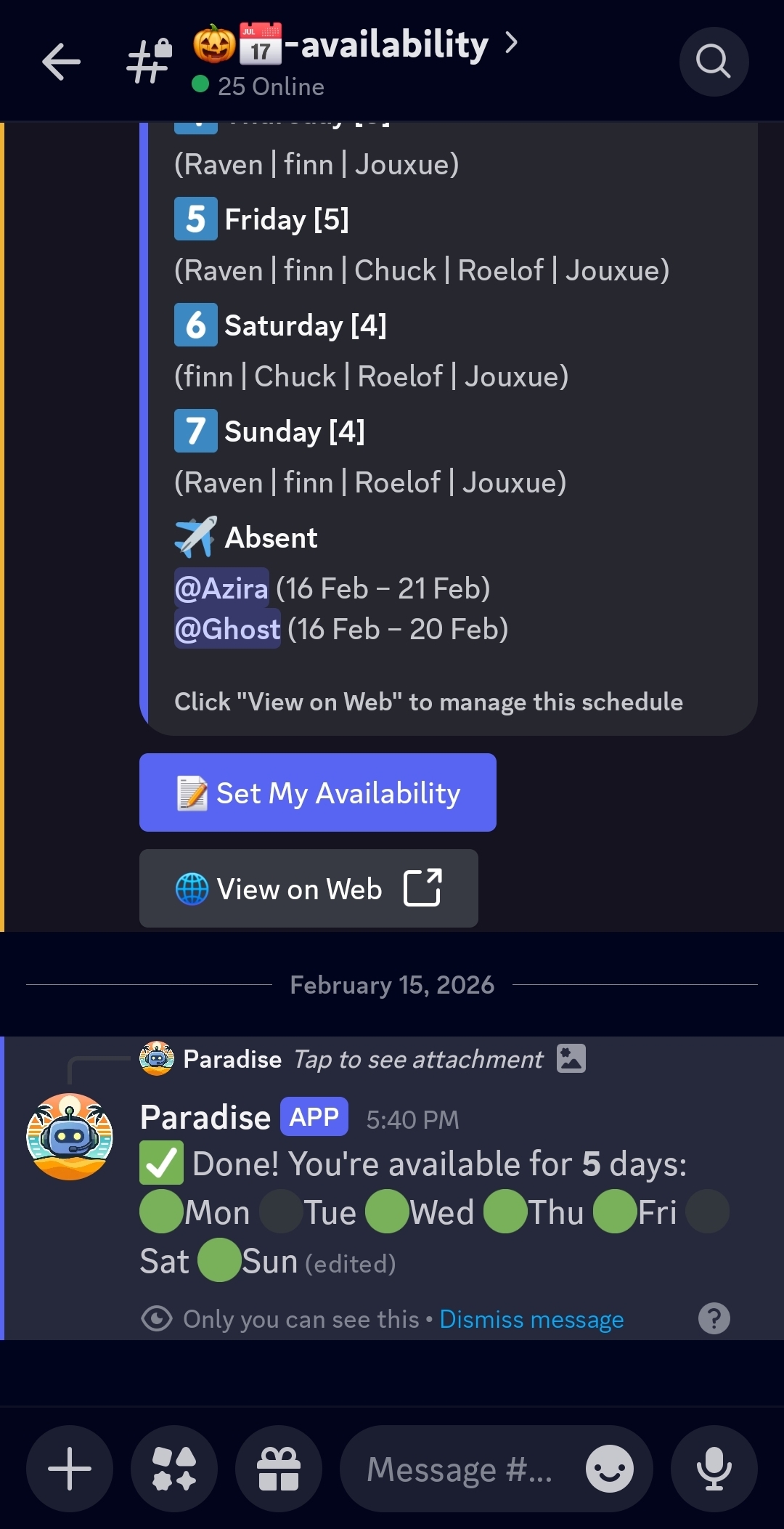 Availability confirmed